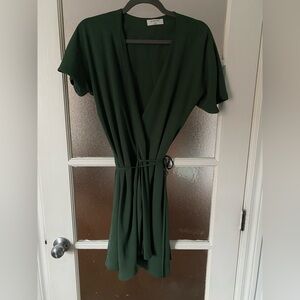 Aritzia Babaton Deep Green Wrap  Dress size small
